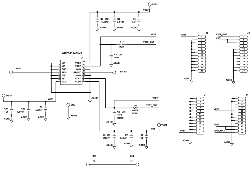 Schaltplan - Analog Devices Inc. ADPA1112-EVALZ Evaluierungsboard